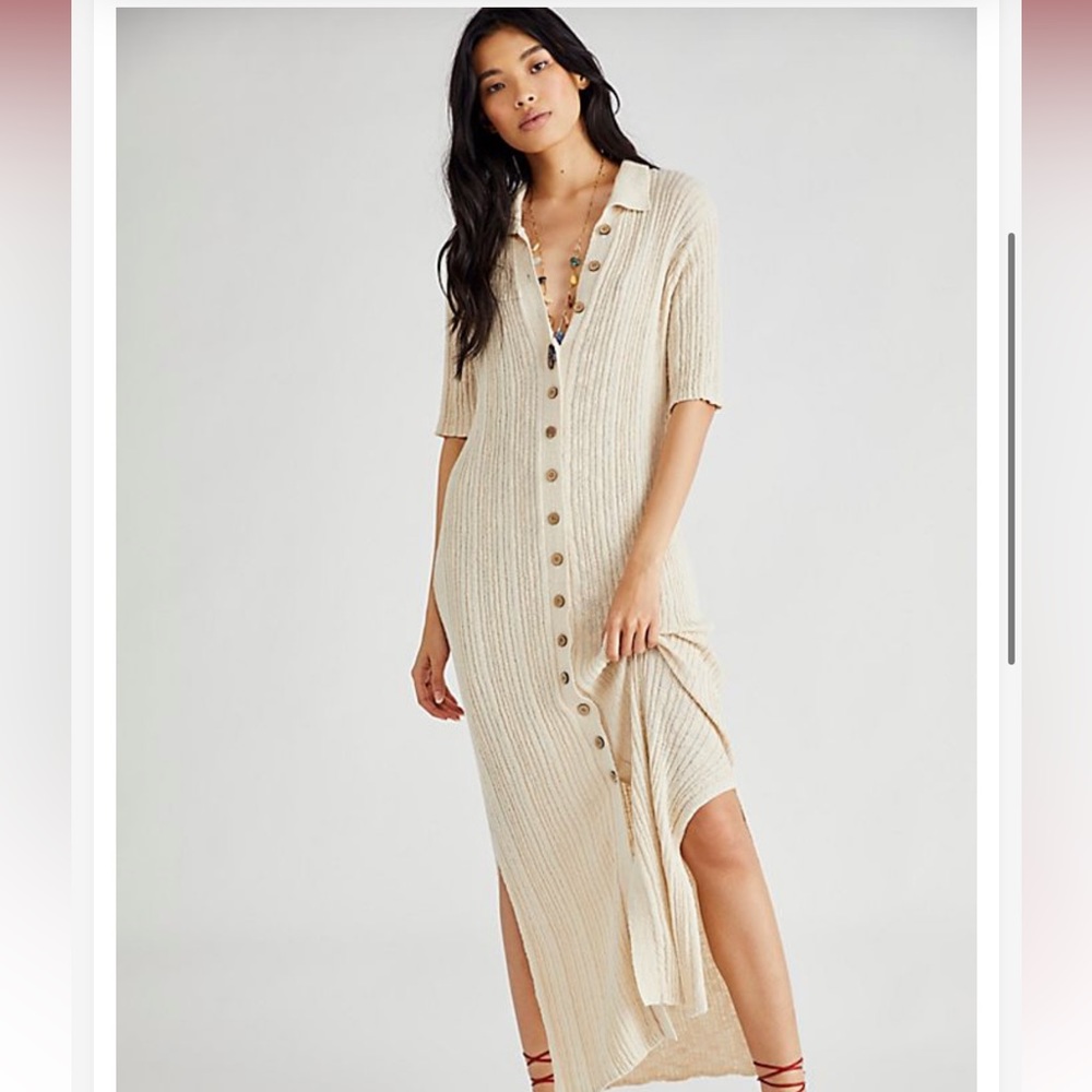 NWT Free People Riding Waves Sweater Midi dress in size XS in color ivory
